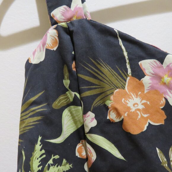 DR FAUST Marrama Palm Tree Exotic Flowers Black Retro Midi Swing Dress Rock Vtg - Picture 6 of 13